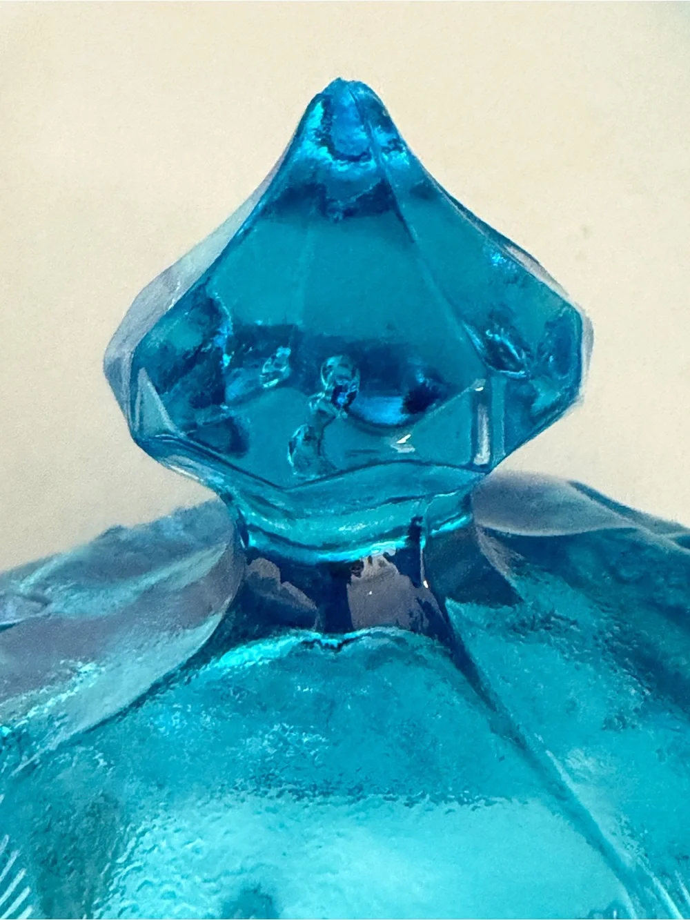 Bright Blue Pressed Glass Covered Cheese Dish